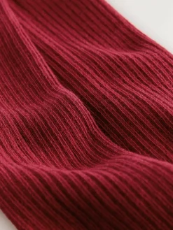 Best Next Red Cotton Rich Rib Tights