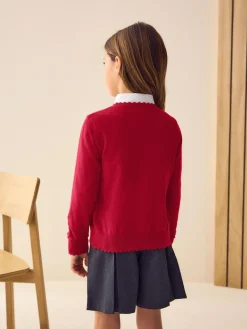 Next Cotton Rich Scalloped Edge School Cardigan (3-16yrs)^ Knitwear & Sweaters|Knitwear