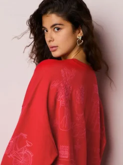 Next Red Embroidered Sweatshirt^Women Hoodies & Sweatshirts