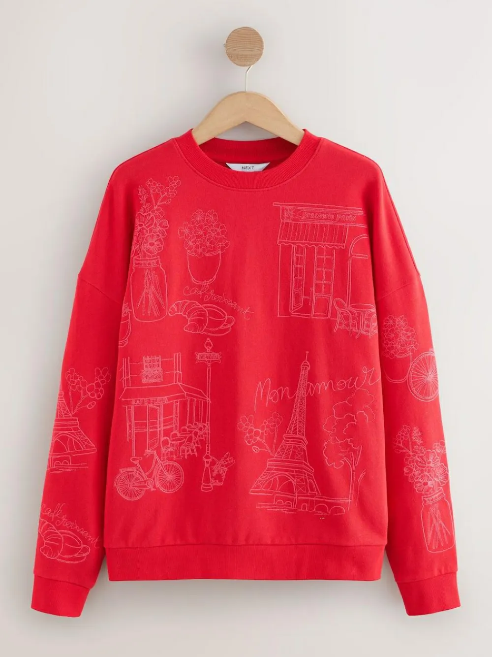 Next Red Embroidered Sweatshirt^Women Hoodies & Sweatshirts