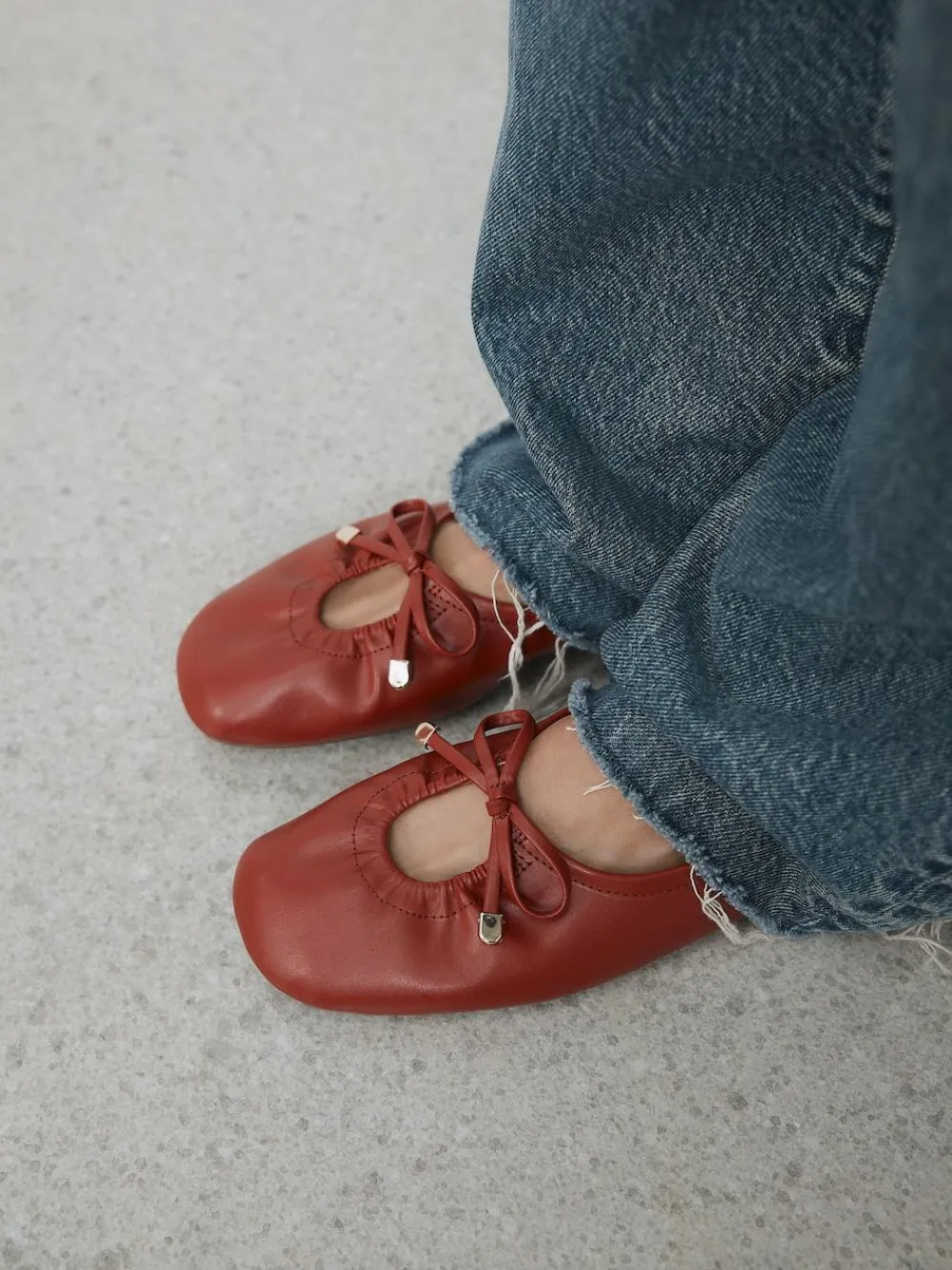 Online Next Forever Comfort® Tie Up Round Toe Ballet Flats Red