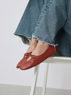 Online Next Forever Comfort® Tie Up Round Toe Ballet Flats Red