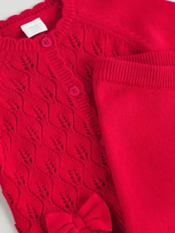Best Next Frill Knitted Bow Cardigan Set (0mths-3yrs) Red