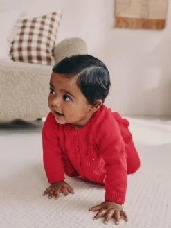 Best Next Frill Knitted Bow Cardigan Set (0mths-3yrs) Red