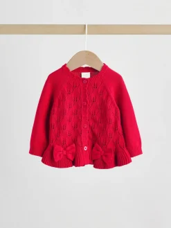 Best Next Frill Knitted Bow Cardigan Set (0mths-3yrs) Red