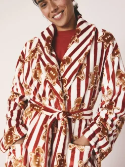 Clearance Next Red Gingerbread Matching Family Christmas Cosy Fleece Dressing Gown