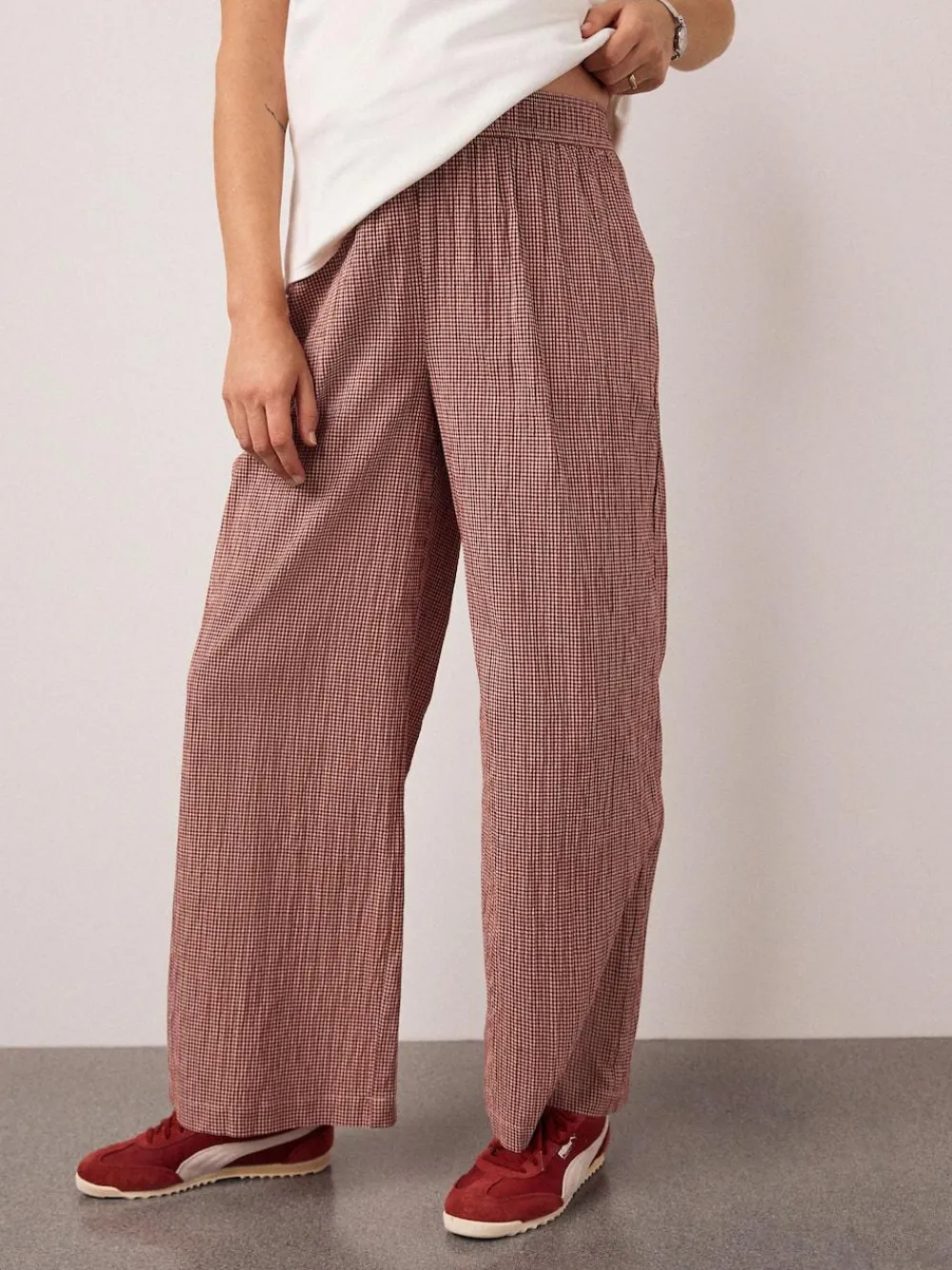 Next Red Gingham Maternity Wide Leg Trousers^Women Pants