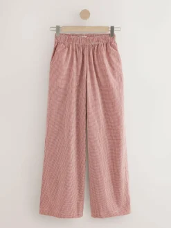 Next Gingham Wide Leg Trousers Red