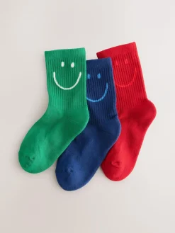 New Next Red Green and Blue 3 Pack Cotton Rich Cushioned Sole Ankle Socks