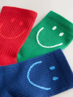 New Next Red Green and Blue 3 Pack Cotton Rich Cushioned Sole Ankle Socks