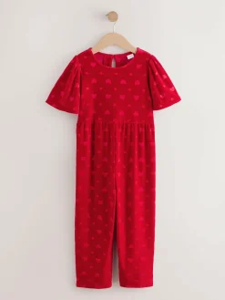 Next Heart Embossed Velour Jumpsuit (3-16yrs)^ Jumpsuits & Playsuits
