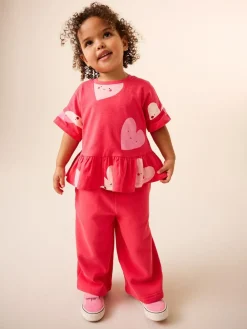 Next Red Heart Short Sleeve Peplum T-Shirt (3mths-7yrs)