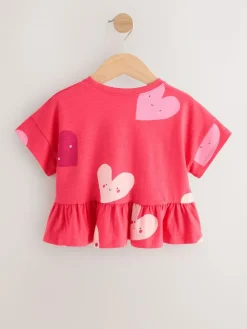 Next Red Heart Short Sleeve Peplum T-Shirt (3mths-7yrs)