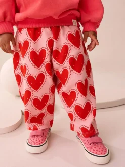 Next Red Heart Textured Barrel Leg Trousers (3mths-7yrs)^ Baby Girls|Pants & Leggings