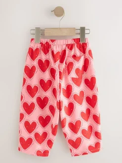 Next Red Heart Textured Barrel Leg Trousers (3mths-7yrs)^ Baby Girls|Pants & Leggings