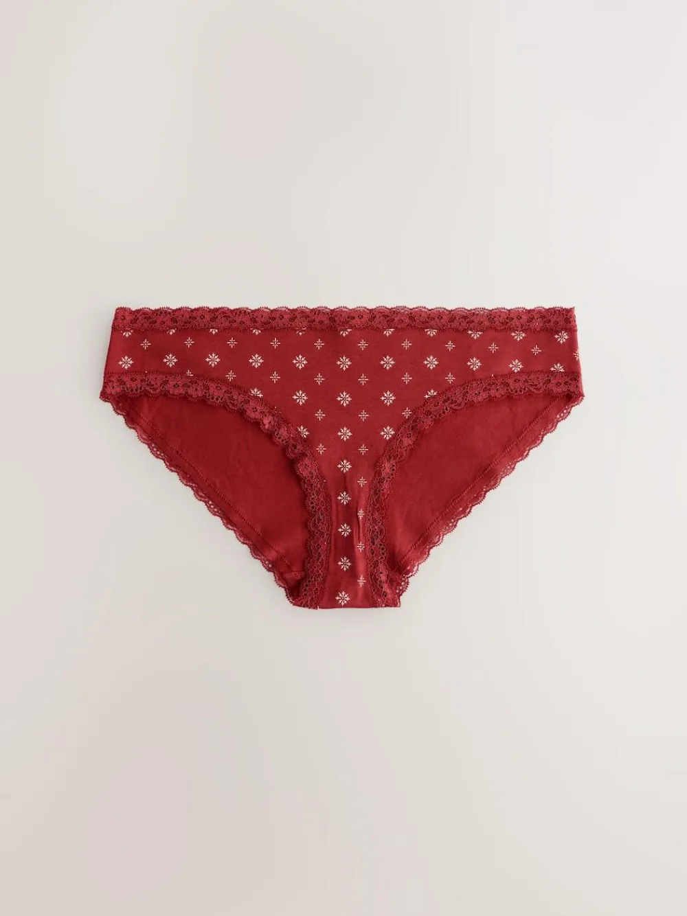 New Next Red Heart/Green Check Bikini Cotton Lace Knickers 4 Pack