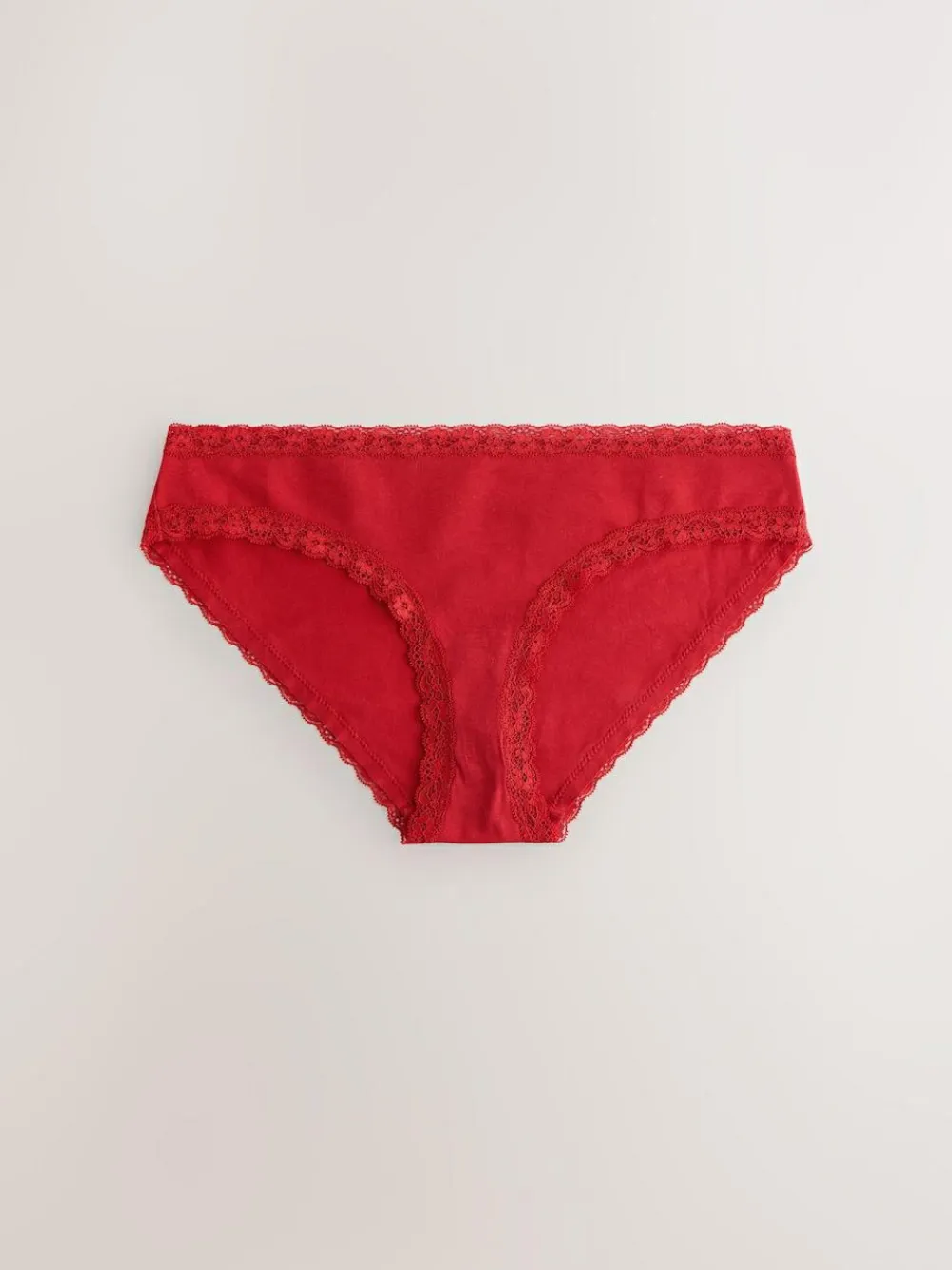 New Next Red Heart/Green Check Bikini Cotton Lace Knickers 4 Pack