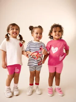 Next Red Hearts Cycle Shorts 3 Pack (3mths-7yrs)^ Nightwear|Shorts