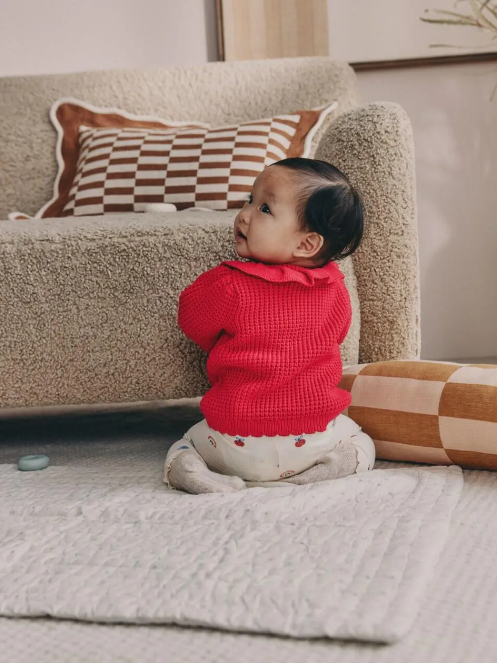 Hot Next Red Knitted Frill Collar Baby Cardigan (0mths-2yrs) (0mths-2yrs)