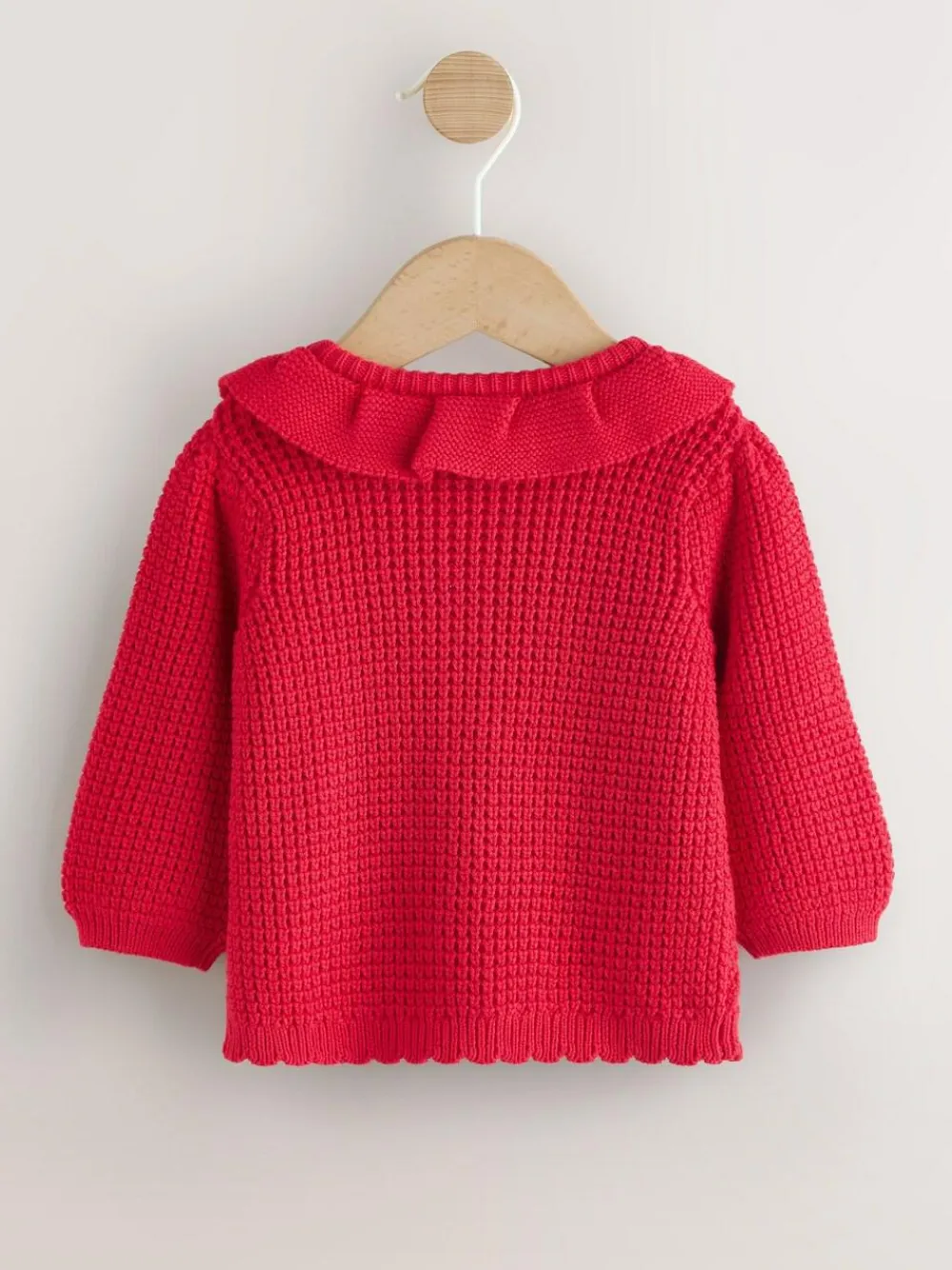 Hot Next Red Knitted Frill Collar Baby Cardigan (0mths-2yrs) (0mths-2yrs)