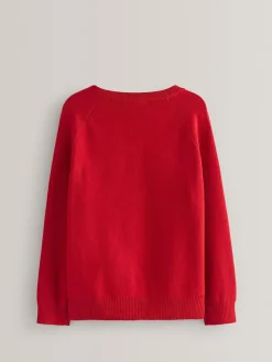 Next Red Knitted V-Neck School Jumper (3-16yrs)