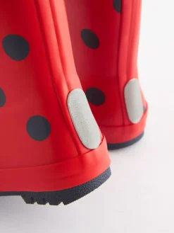 Online Next Red Ladybird Handle Wellies