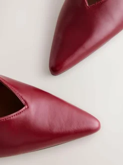 Hot Next Leather Pointed Toe Slingback Heels Red