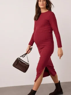 Outlet Next Maternity Long Sleeve Nursing Shelf Dress Red
