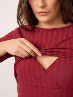 Outlet Next Maternity Long Sleeve Nursing Shelf Dress Red