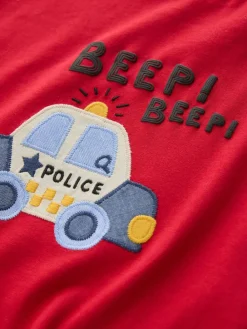 Next Red Police Car Short Sleeve Appliqué T-Shirt (3mths-7yrs)