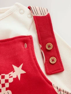 Hot Next Red Santa All Over Print Christmas Baby Dungaree Set (0mths-3yrs)