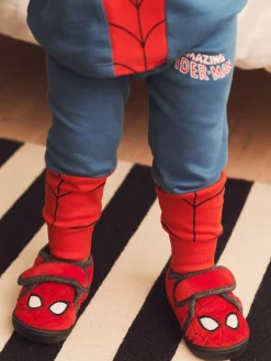Next Red Spiderman Marvel Touch Fastening Cupsole Print Slippers^BOY Nightwear