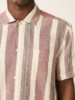 Next Stripe Textu Short Sleeve Shirt Red