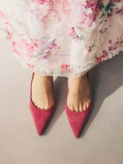 Sale Next Red Suede Standard/Wide Fit Leather Mid Court Shoes