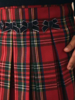 Next Red Tartan Bow Skirt with Navy Tights (3mths-7yrs)^ Shorts & Skirts