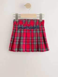 Next Red Tartan Bow Skirt with Navy Tights (3mths-7yrs)^ Shorts & Skirts
