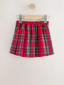 Next Red Tartan Bow Skirt with Navy Tights (3mths-7yrs)^ Shorts & Skirts