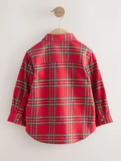 Next Long Sleeve Christmas Check Shirt (3mths-10yrs) Red Tartan