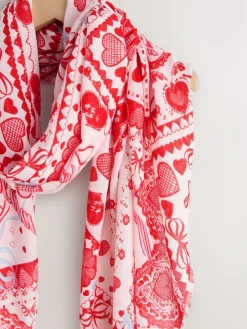 Clearance Next Red Valentine Patchwork Lightweight Scarf