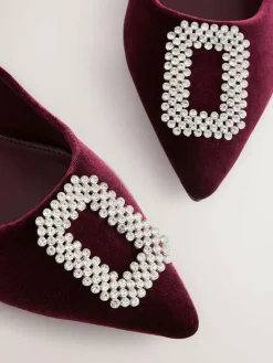 Sale Next Red Velvet Forever Comfort Jewel Trim Pointed Court Heels