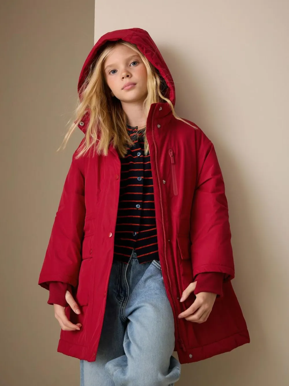Next Red Waterproof Wadded Coat (4-12yrs)^ Jackets & Coats|Snowsuits & Coats