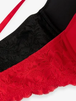 Best Next Push Up Pad Plunge A-E Smoothing T-Shirt Bras 2 Pack Red/Black