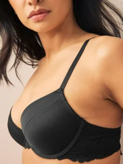 Best Next Push Up Pad Plunge A-E Smoothing T-Shirt Bras 2 Pack Red/Black