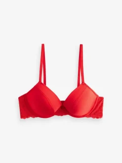 Best Next Push Up Pad Plunge A-E Smoothing T-Shirt Bras 2 Pack Red/Black