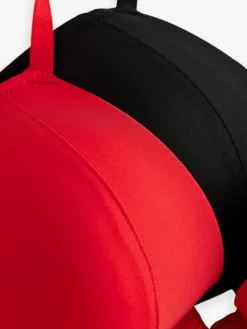 Best Next Push Up Pad Plunge A-E Smoothing T-Shirt Bras 2 Pack Red/Black