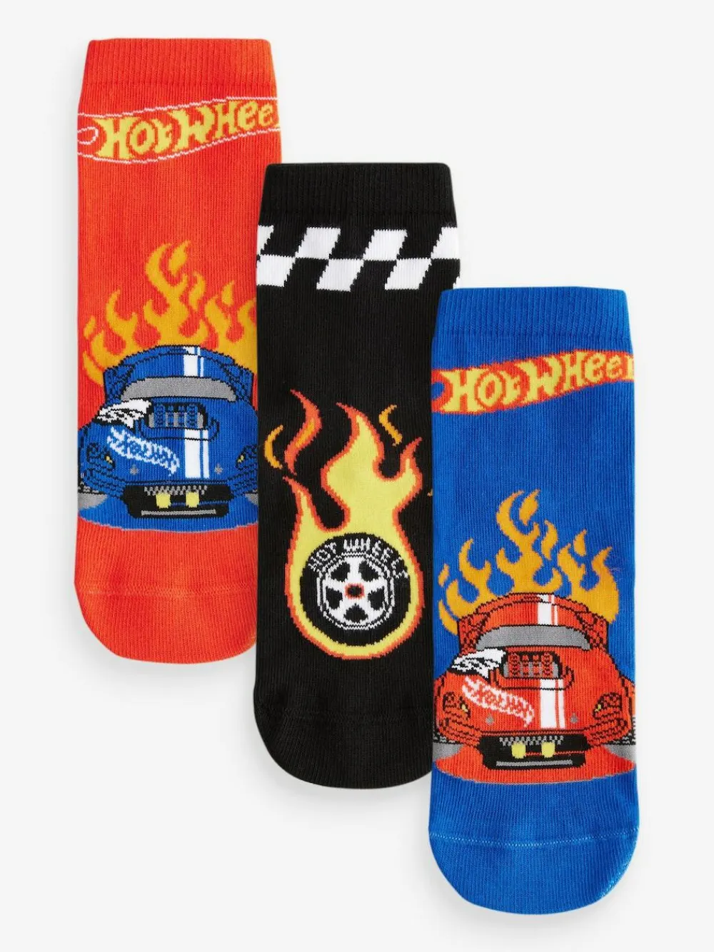 Next Red/Black/Blue Hot Wheels Cotton Rich Socks 3 Pack^BOY Socks