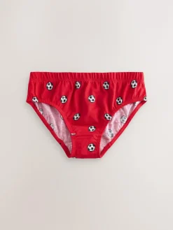 New Next 100% Cotton Printed Briefs 5 Pack (1.5-10yrs) Red/Blue Football