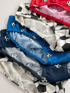 New Next 100% Cotton Printed Briefs 5 Pack (1.5-10yrs) Red/Blue Football