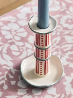 Next Red/Blue Stripe Ceramic Taper Candle Holder^ Candle Holders & Lanterns