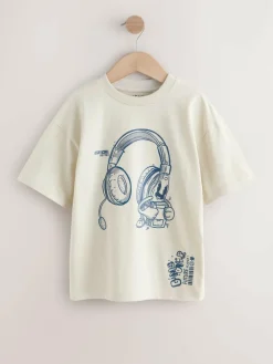 Online Next Red/Blue/Cement Regular Fit Graphic Print Short Sleeve T-Shirts 3 Pack (3-16yrs)